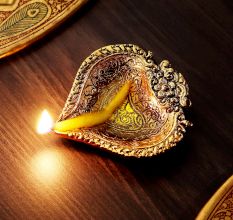 Designer Golden Aluminium Diwali Diya For Mandir Decoration