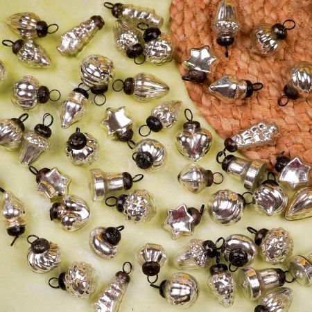 25 Pieces Silver Glass Ornaments For Tree Decoration