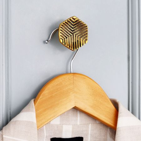 Modern Antique Golden Aluminium Wall Hooks-3 Pieces