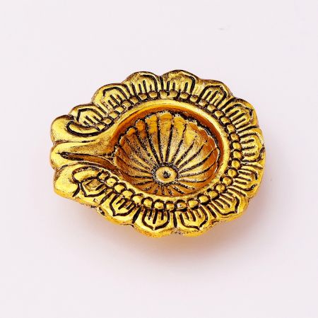 Handmade Golden Aluminium Diwali Diya For Pooja Room Decoration