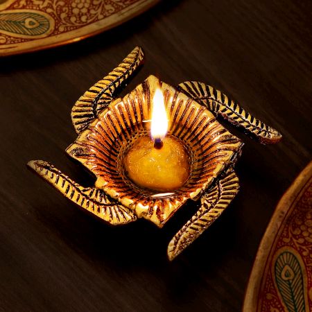 Decorative Aluminium Diyas In Swastika Shape Oil Lamp
