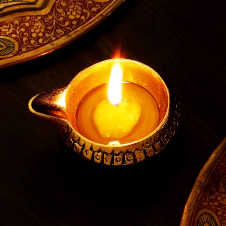 Golden Aluminium Oil Lamp Diya for Diwali Decoration