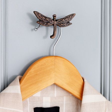 Handmade Modern Antique Dragonfly Iron Wall Hooks Pack of 3 Pieces