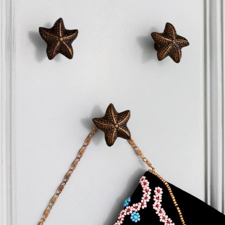 Modern Antique Starfish Iron Wall Hooks-3 Pieces