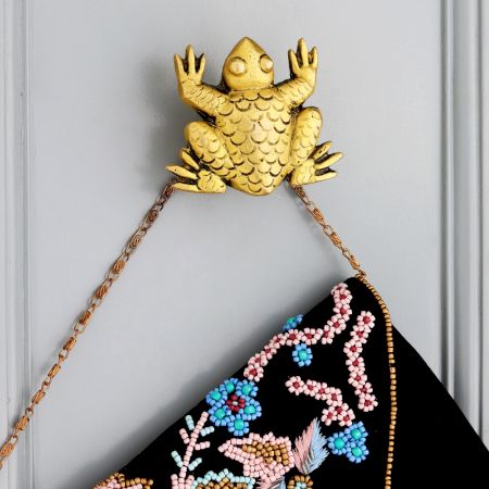 Modern Brass Frog Wall Hook In Golden