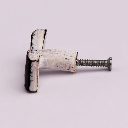 White and Black Iron Bow Cabinet Knob