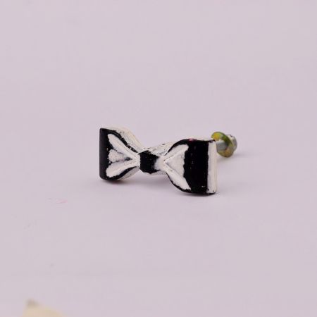 White and Black Iron Bow Cabinet Knob