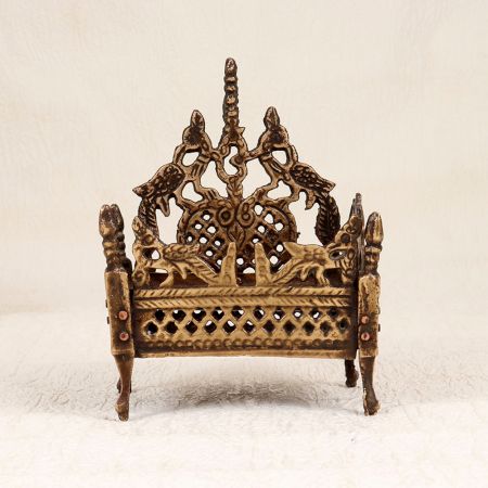 Handmade Vintage Brass God Bed Singhasan for Prayer Room