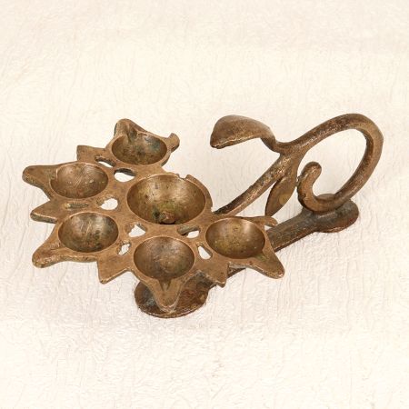 Handcrafted Finest Brass Aarti Oil Lamp for Hindu Rituals