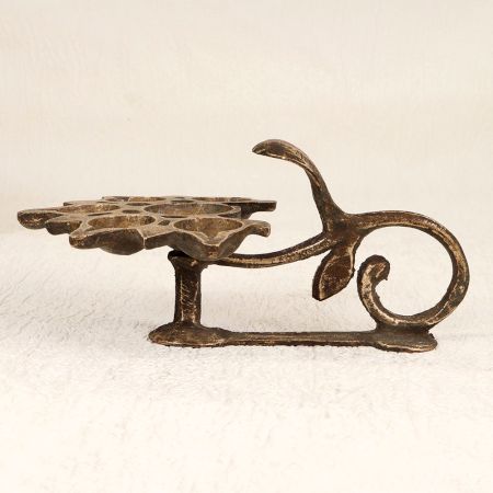 High-Quality Brass Aarti Oil Lamp in Brown Finish for Decor