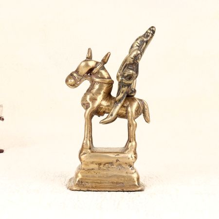 Sturdy Traditional Brass Horse Statue with Rider for Decor