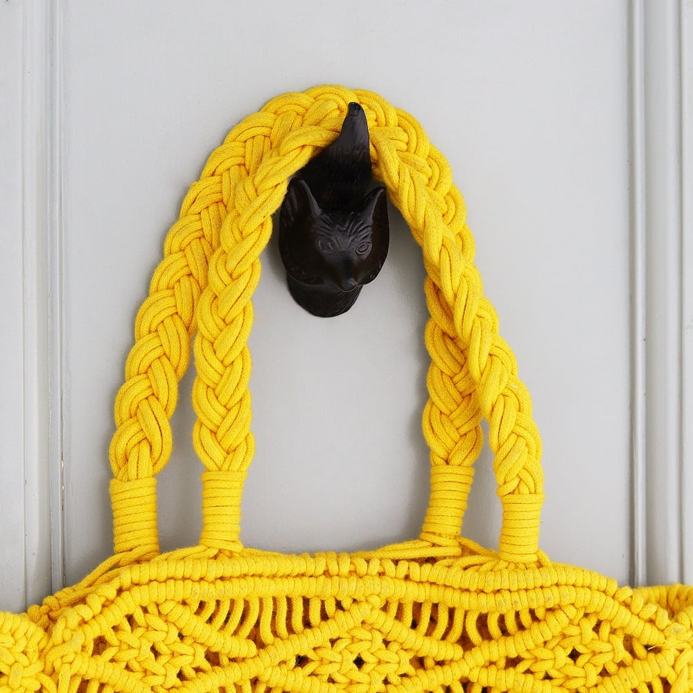 Modern Decorative Black Fox Face Iron Wall Hooks-3 Pieces