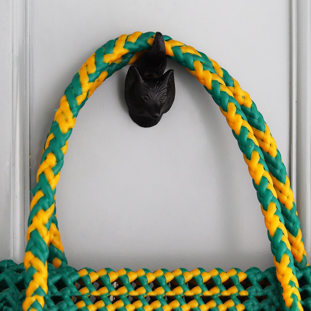 Modern Decorative Black Fox Face Iron Wall Hooks-3 Pieces