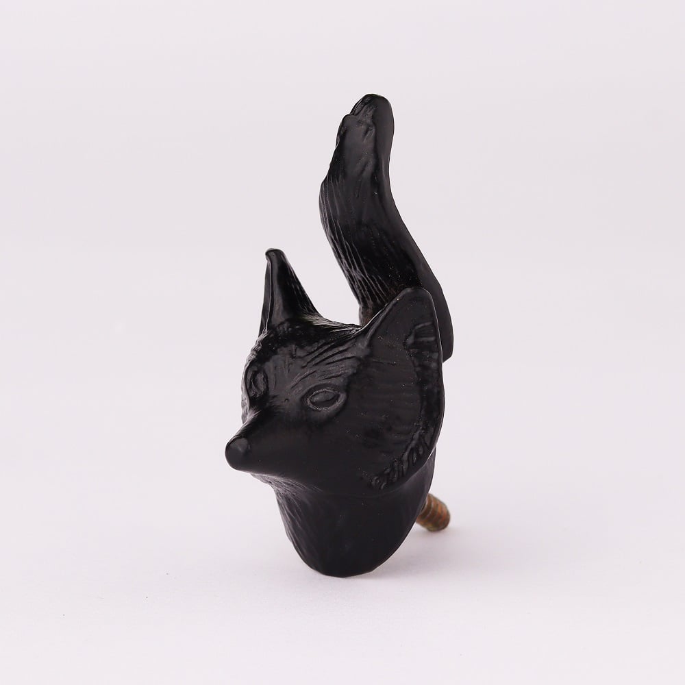 Modern Decorative Black Fox Face Iron Wall Hooks-3 Pieces