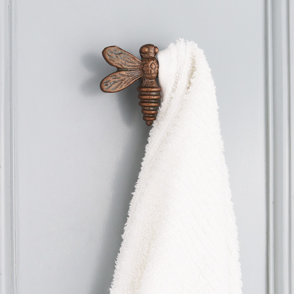 Modern Handmade Antique Honey Bee Iron Wall Hooks-3 Pieces