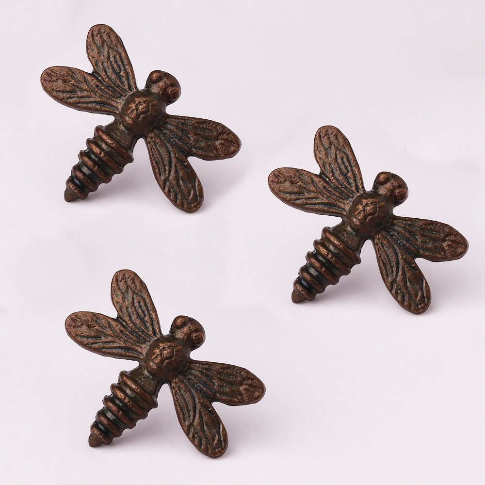 Modern Handmade Antique Honey Bee Iron Wall Hooks-3 Pieces
