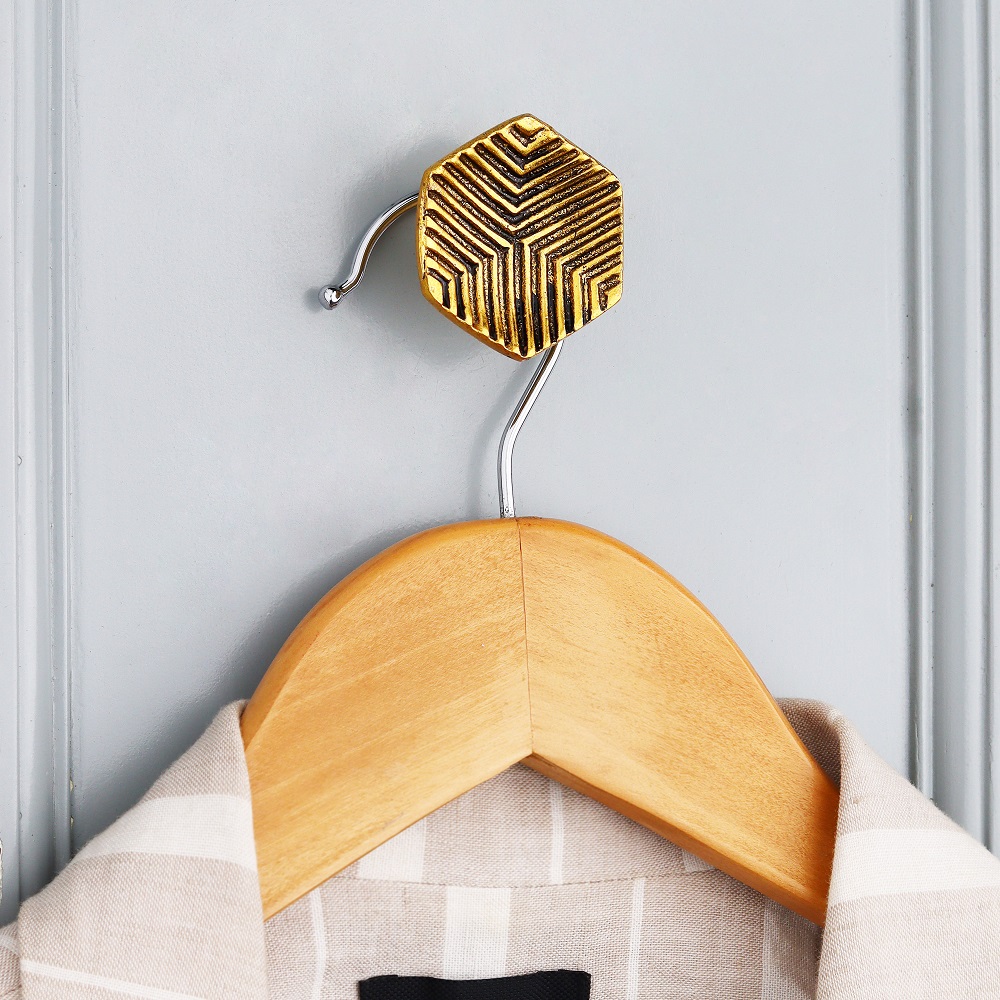 Modern Antique Golden Aluminium Wall Hooks-3 Pieces