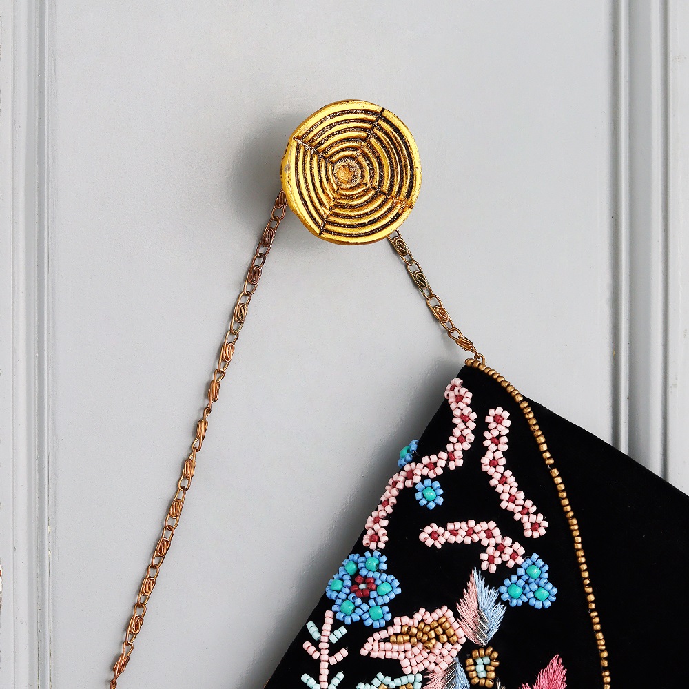 Modern Antique Golden Aluminium Wall Hooks-3 Pieces