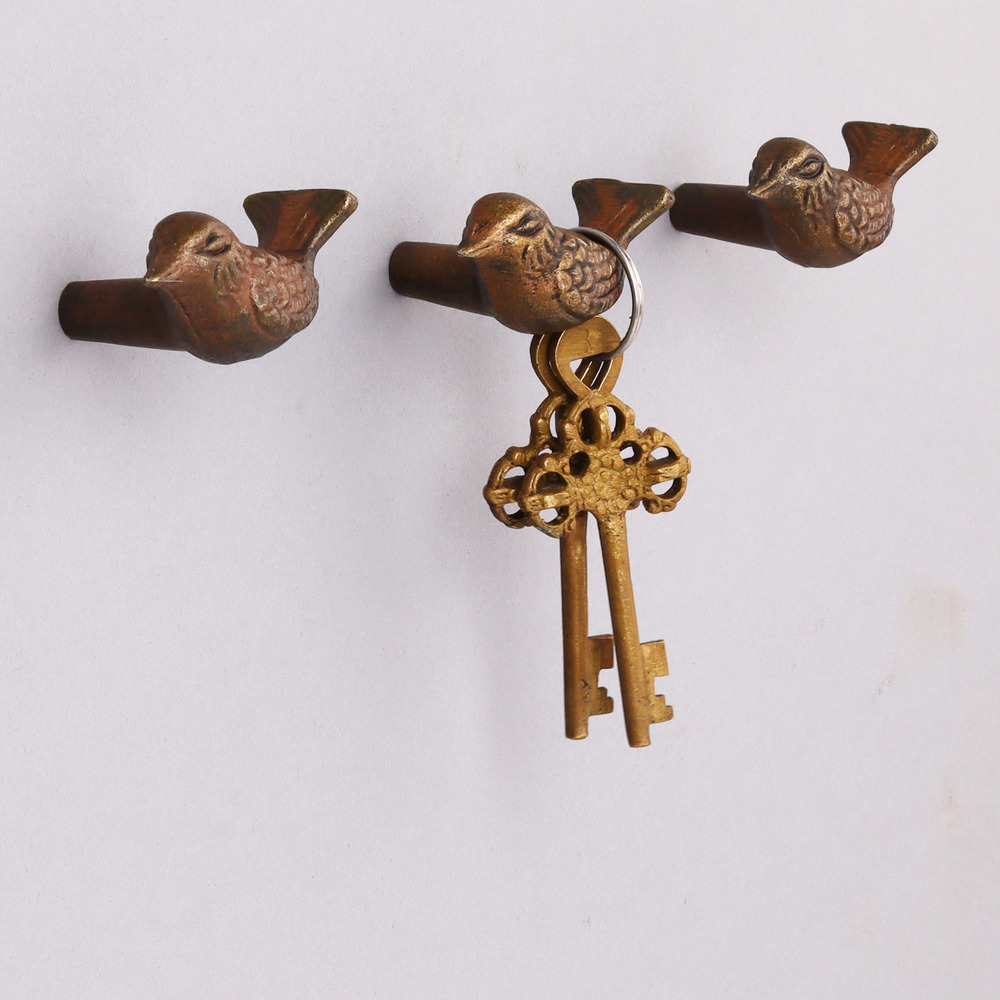 Antique Small Bird Iron Wall Hooks-Pack of 3