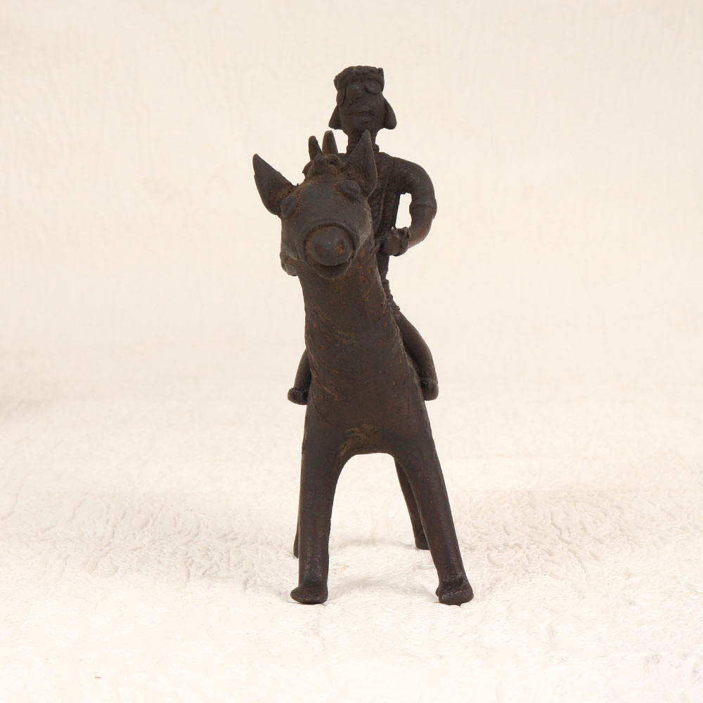 Vintage Finest Brass Horse with Rider in Tribal Art for Decor