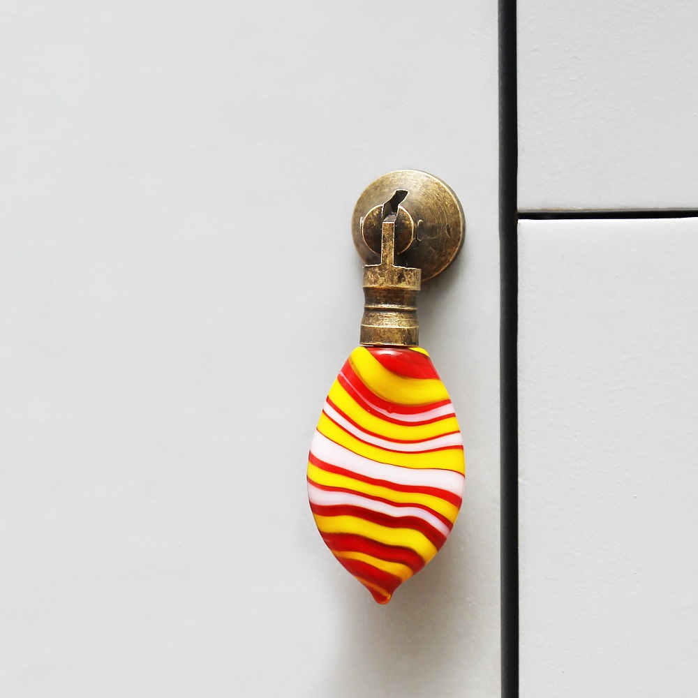 Multicolor Glass Pull Teardrop Cabinet Knob