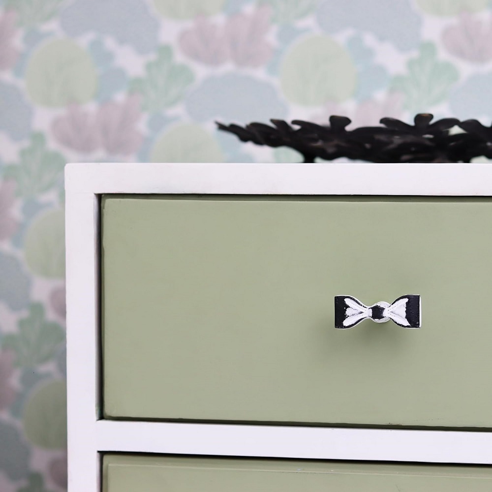 White and Black Iron Bow Cabinet Knob