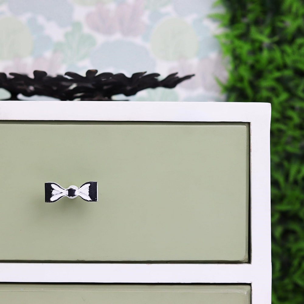 White and Black Iron Bow Cabinet Knob
