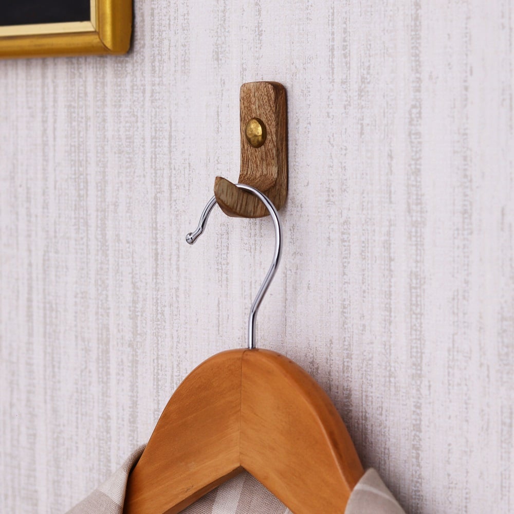 6 Pieces Small Natural Wooden Wall Hooks