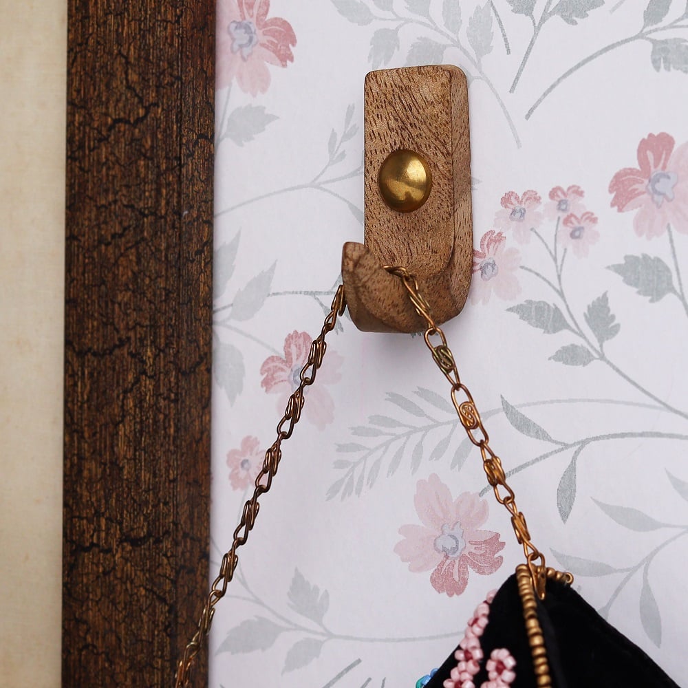 6 Pieces Small Natural Wooden Wall Hooks