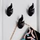 Modern Decorative Black Fox Face Iron Wall Hooks-3 Pieces