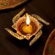 Designer Golden Aluminium Diwali Diya For Pooja Room Decoration Pack of 3