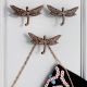 Handmade Modern Antique Dragonfly Iron Wall Hooks Pack of 3 Pieces