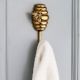Modern Bee Honeycomb Aluminum Hook In Golden Finish-3 Pieces