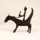 Dark Finish Brass Bull with Rider for Decor in Tribal Art