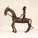Antique Brown Tribal Art Horse with Rider Made of Brass
