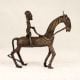 Antique Brown Tribal Art Horse with Rider Made of Brass