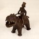 Handmade Vintage Brass Hippopotamus with Rider in Tribal Art