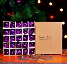 25 Pieces Purple Glass Ornaments - Christmas Tree Ornaments