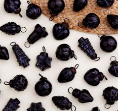 25 Pieces Black Glass Ornaments For Tree Decoration