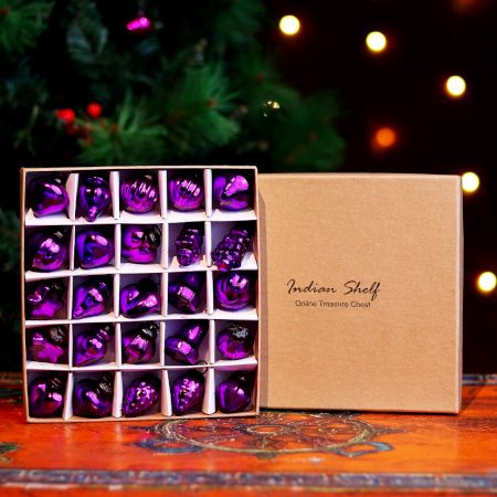 25 Pieces Purple Glass Ornaments - Christmas Tree Ornaments