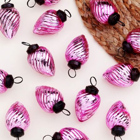 12 Pieces Glass Pink Pinecone Christmas Ornaments For Tree Decoration
