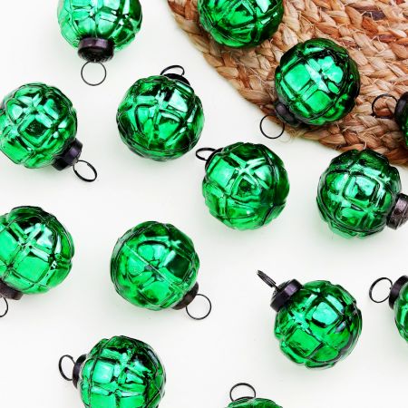 12 Pieces Decorative Glass Green Christmas Ornaments For Tree Decoration