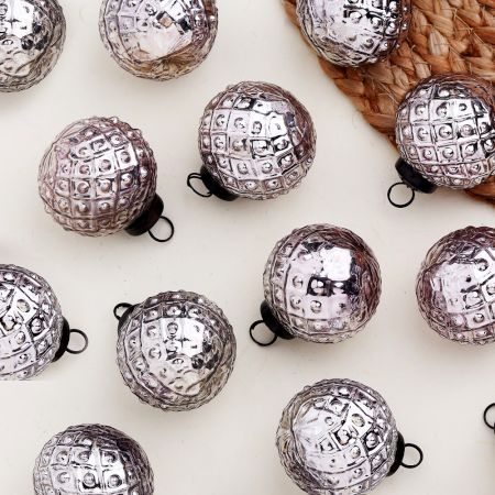 12 Pieces Modern Glass Silver Christmas Ornaments For Tree Decoration