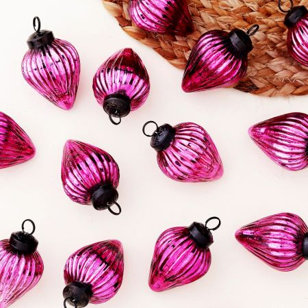 12 Pieces Onion Pink Coloured Glass Christmas Ornaments