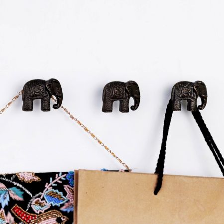 Decorative Antique Elephant Wall Hooks Pack of 3