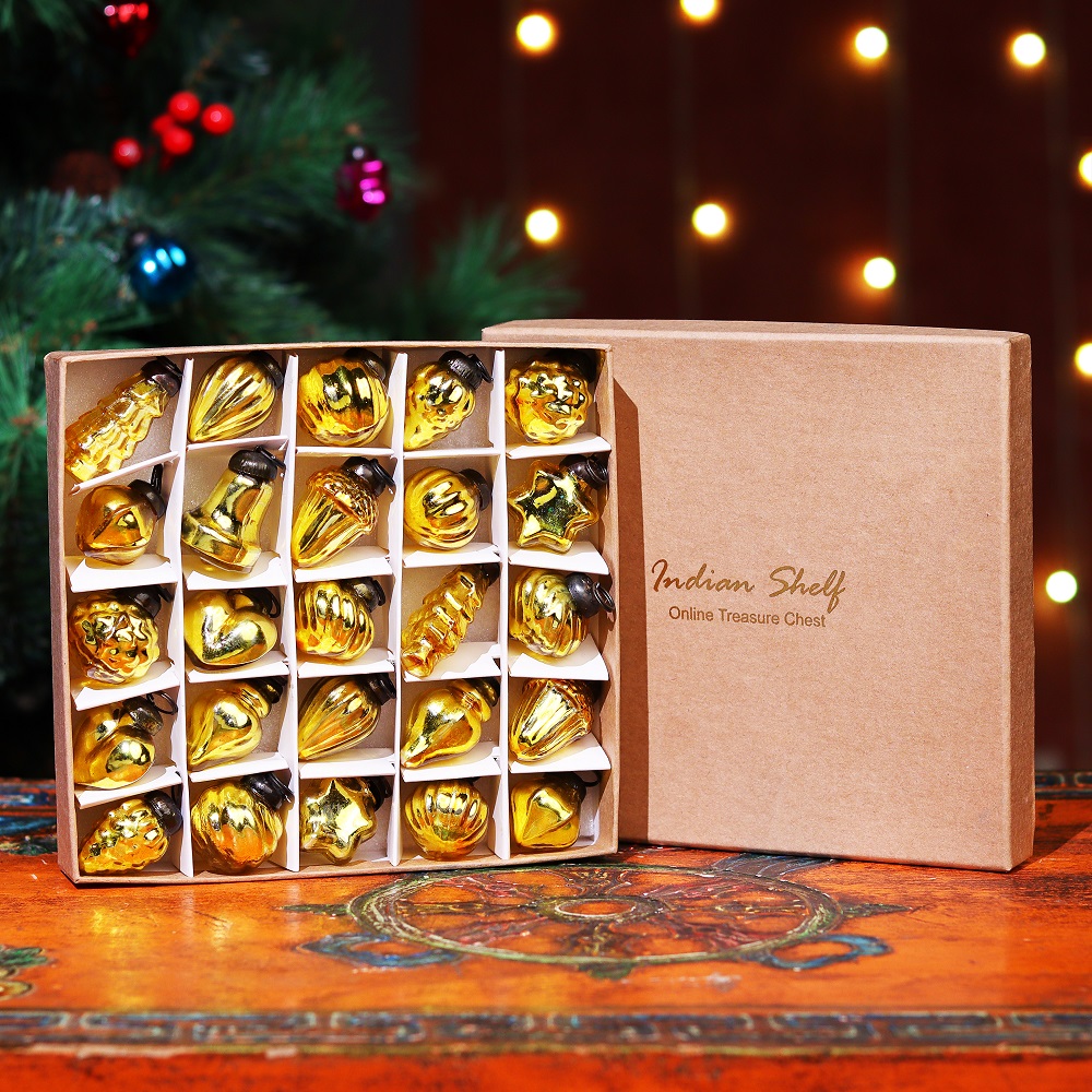 25 Pieces Golden Christmas Tree Decoration Ornaments