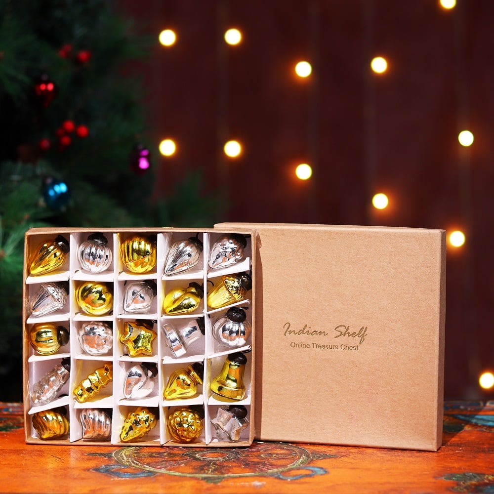 25 Pieces Silver and Golden Christmas Tree Ornaments