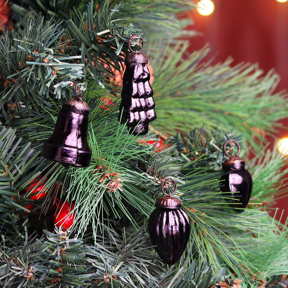 25 Pieces Black Glass Ornaments For Tree Decoration