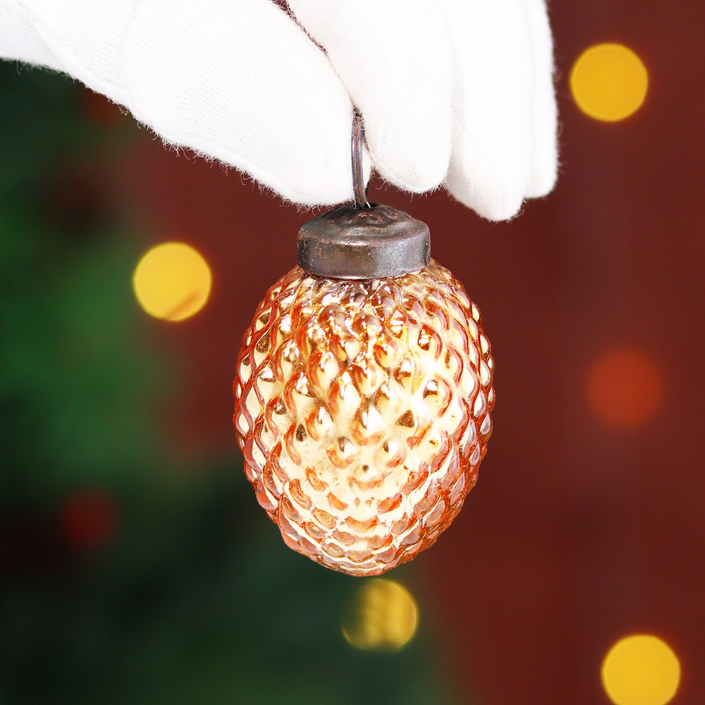 12 Pieces Glass Modern Copper Color Ornaments For Tree Decoration
