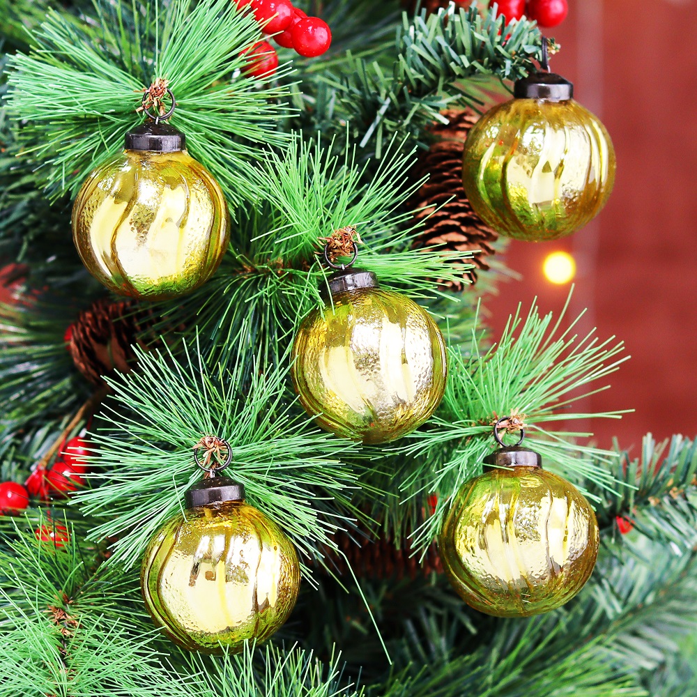 12 Pieces Modern Golden Coloured Christmas Ornaments
